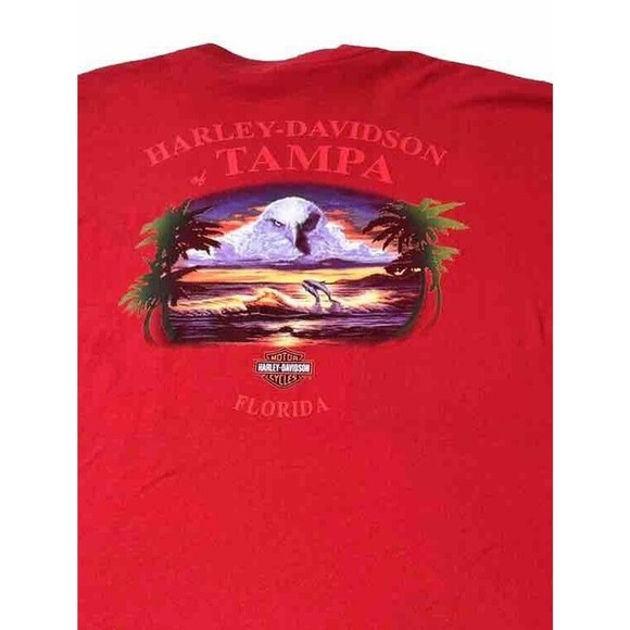 Harley-Davidson Other - Harley-Davidson Mens Sz 3XL Puffy Letters Tee Shirt Tampa Florida Red